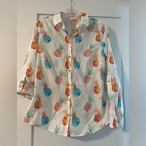 Lively Summery Pineapple Blouse